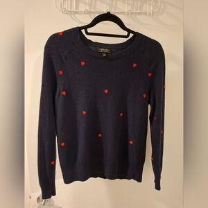 Banana Republic Navy Italian Merino Wool Sweater with Heart Embroidery (Size S)